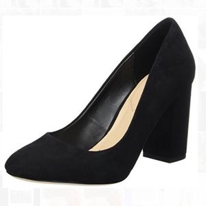 Black suede leather heels